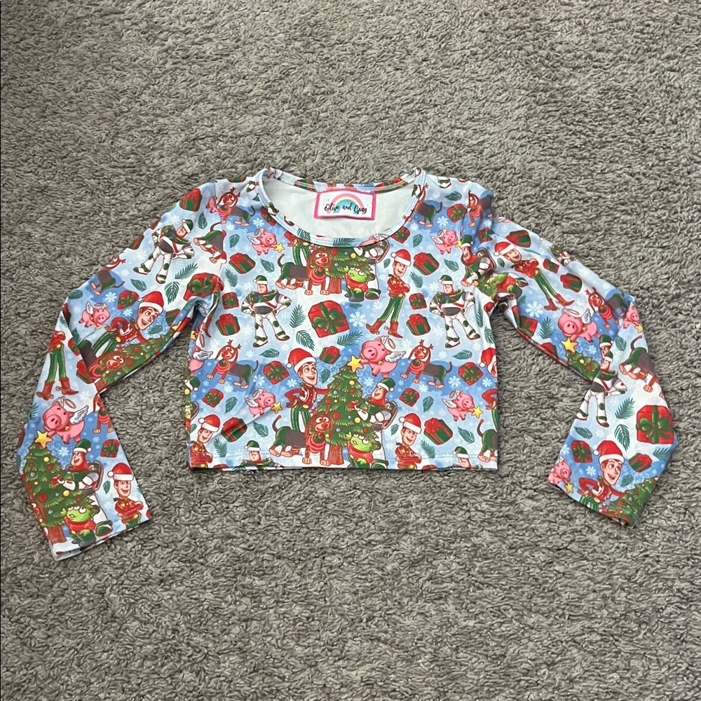 Colorful Christmas Crop Top Toy Story Holiday themed 5t Disney